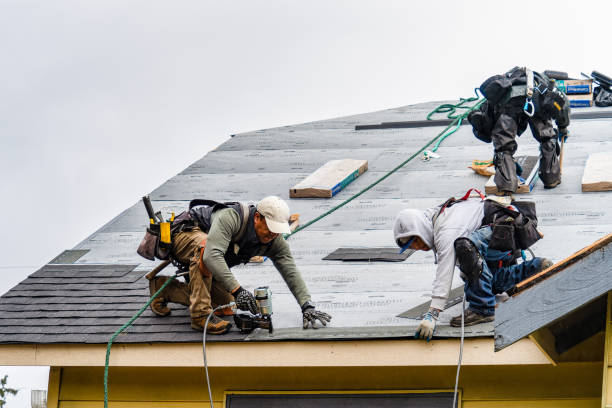 Professional Gutter Installation technician working in Green Isle, MN